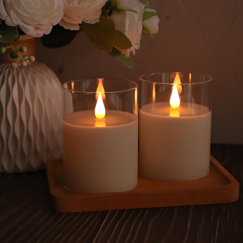 TECHLONG Glass Flameless Candles with Remote Timer, 3D Moving Flame Flickering, Last 600+ Hours Battery Candles, Real Wax LED Votive Candle for Festival Wedding Home Party Decor, 3" x 4" - Image 4